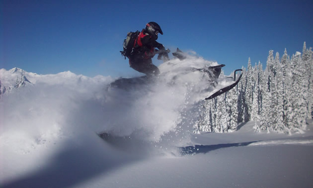 Jumping on a sled. 