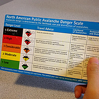 A photo of a person holding the danger rating card. 