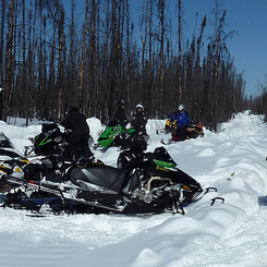 A group of riders stopping for a break on the Fort McMurray 
