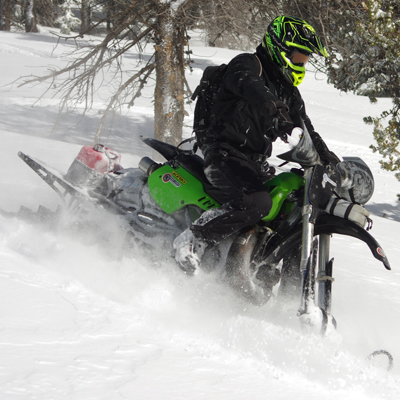 Giant Loop products on a snow bike. 