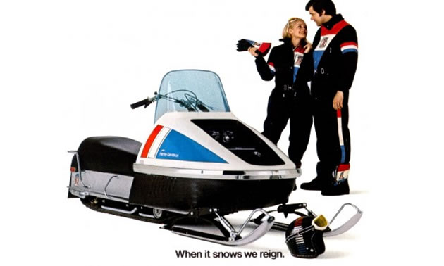 A 1974 AMF Harley-Davidson snowmobile—1975 was the last time HD produced snowmobiles.