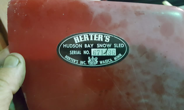 Serial number on Herter's snowmobile. 