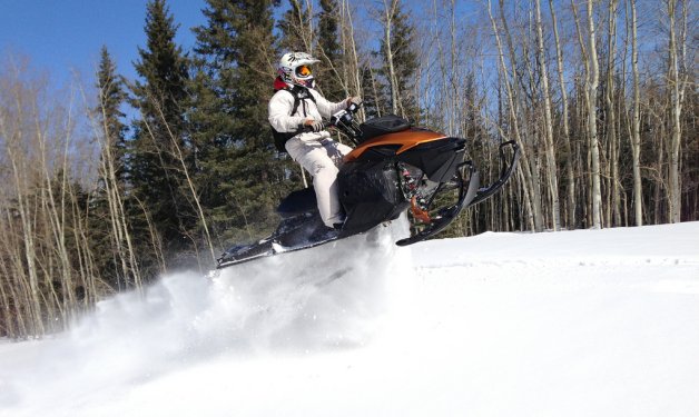 Brett Smyl of High Level, Alberta (pictured) said that you find the best local riding when you explore the areas that shoot off of the main pipeline loop, like this area he found last season just north of town near a gravel pit.  Photo courtesy of Brett Smyl