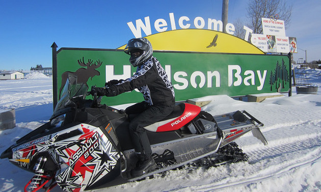 Corrina Kapeller pictured at the entrance to Hudson Bay in 2014. The Hudson Bay Trail Riders hosted the CEO of Tourism Saskatchewan and Marketing Manager that year. 