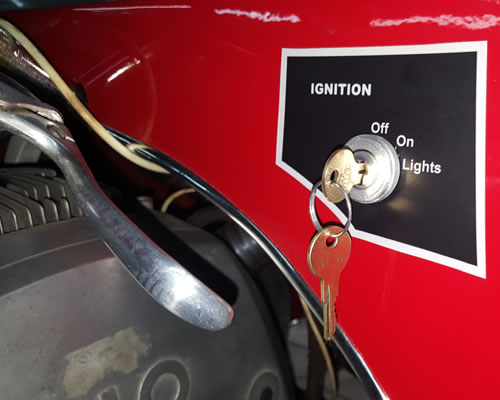 Close-up picture of 1968 Herters snowmobile ignition switch. 
