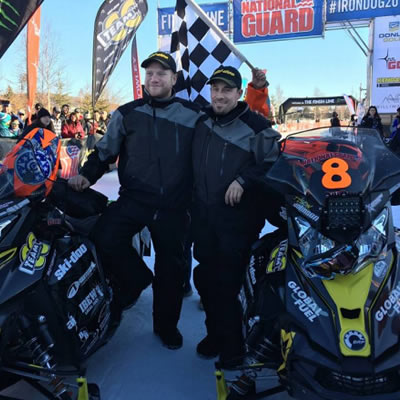 Tyler Aklestad and Tyson Johnson, winners of the 2016 Iron Dog Race. 