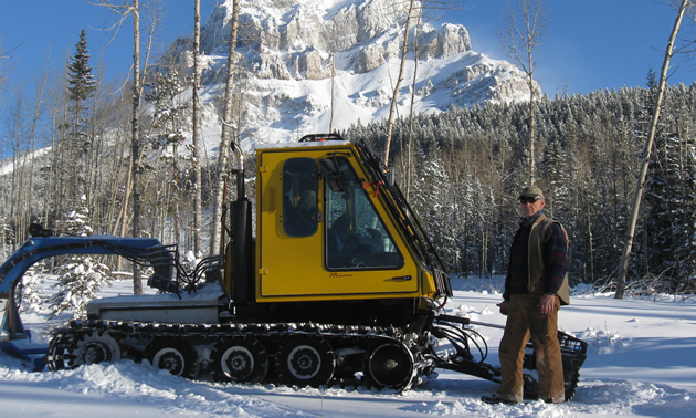 Joe Trotz grooming trails in the Crowsnest Pass.