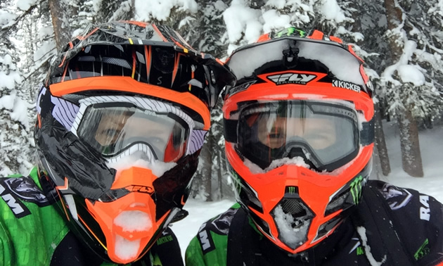 Tucker and Mandi Hibbert with the helmets on. 