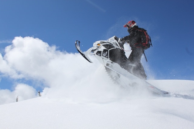 Mark Booth riding his 2013 1100 Turboed Arctic Cat on The Dome, Smithers, B.C.