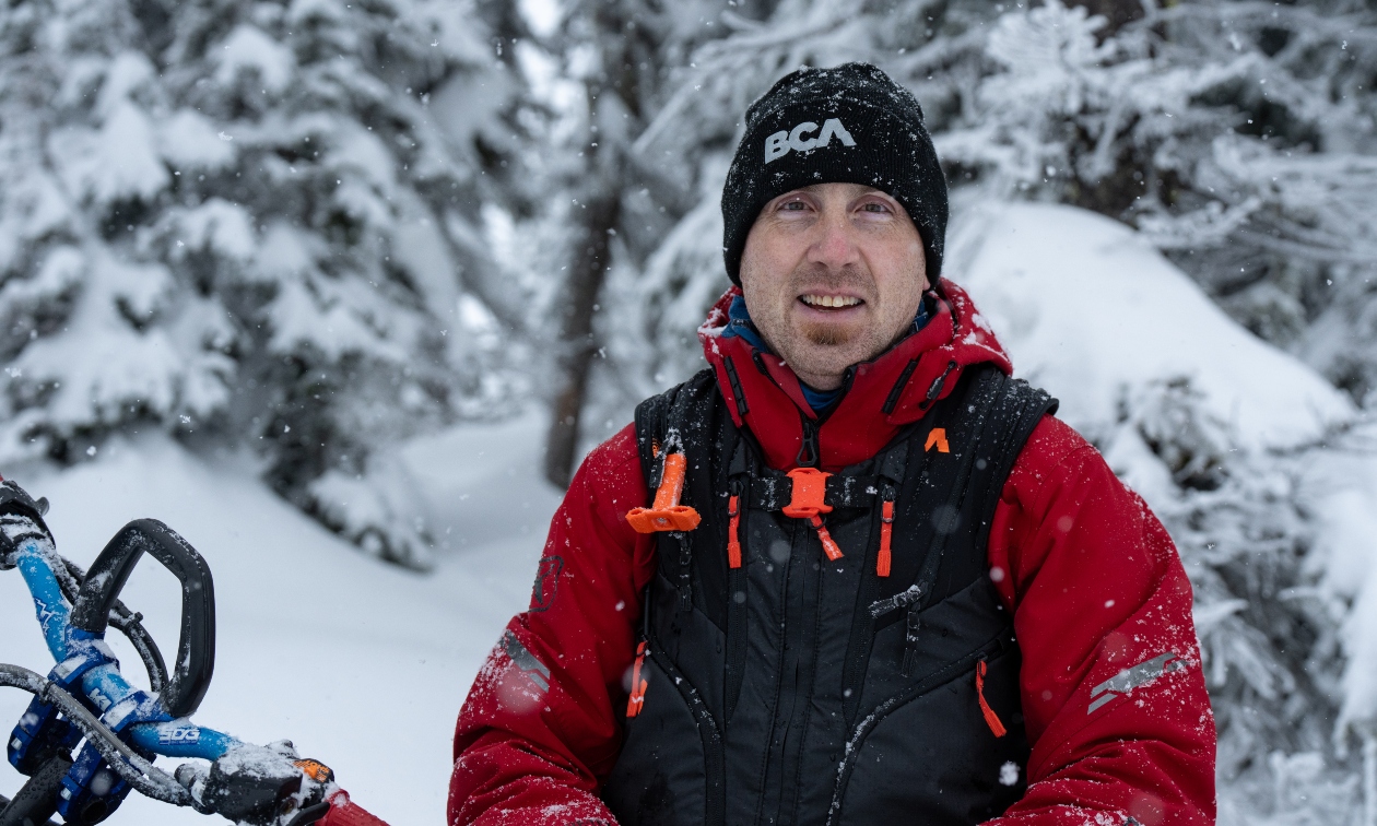 Marshall in the snow wearing a toque