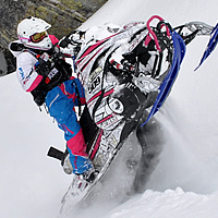 Megan Render going uphill at Boulder Mountain in Revelstoke, B.C. 