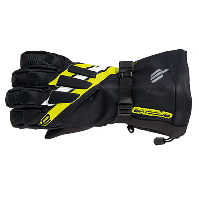 Yellow and black meridian snowmobile glove from arctiva. 