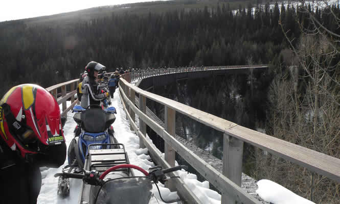 sledders on the trail