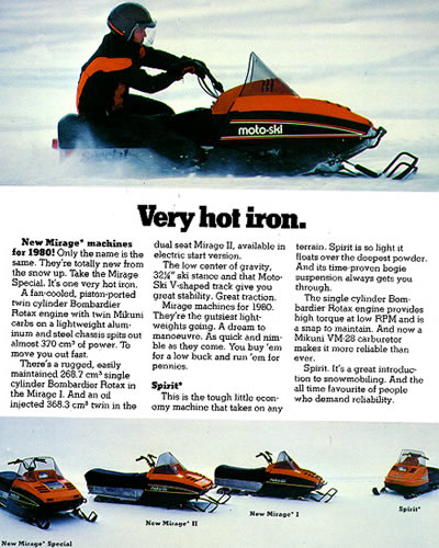 1980's advertising for a Mirage snowmobile. 