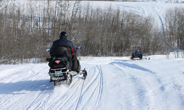 Battleford's Trail Breakers expertly maneuver through Saskatchewan's rolling hills and valleys. These riders are headed toward Turtle Lake, just North of Cormack Hut.