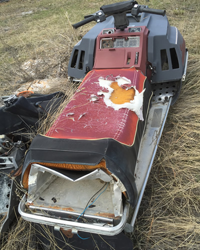 A view of the back of the sled. 