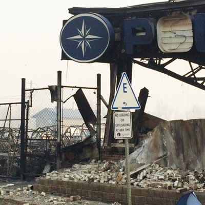 Picture of Four Seasons Power Sports, destroyed by wildfire. 
