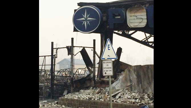 Picture of Four Seasons Power Sports, destroyed by wildfire. 