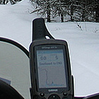 looking over the dashboard of a snowmobile