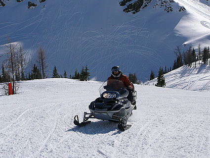 Sleds beside a mountain area