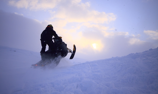 A snowmobiler in Finland. 