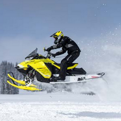 Rider on snowmobile. 