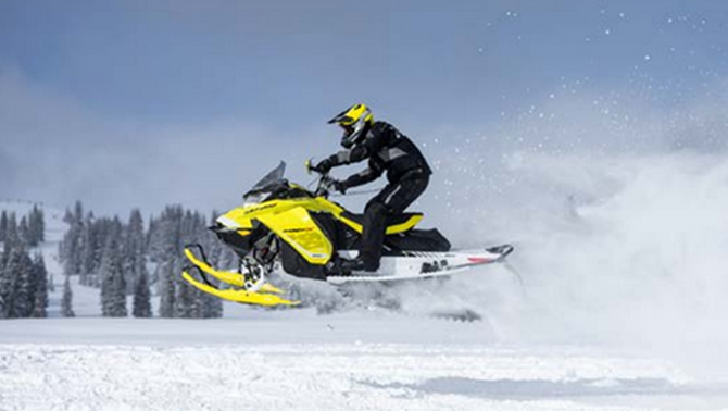 Rider on snowmobile. 