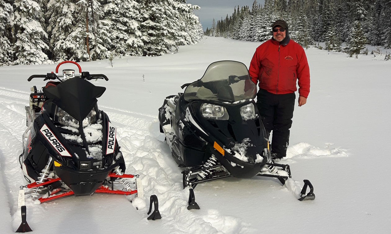 Snowmobilers on the trails near Swan Hills, Alberta.