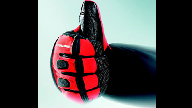 Picture of gloved hand showing the 'thumbs up' sign. 