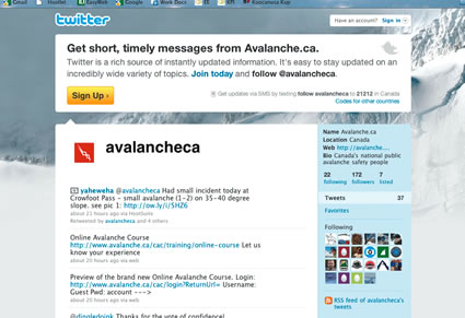 Screen shot of the CAC's Twitter page