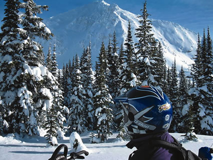 Person with a snowmobile helmet on