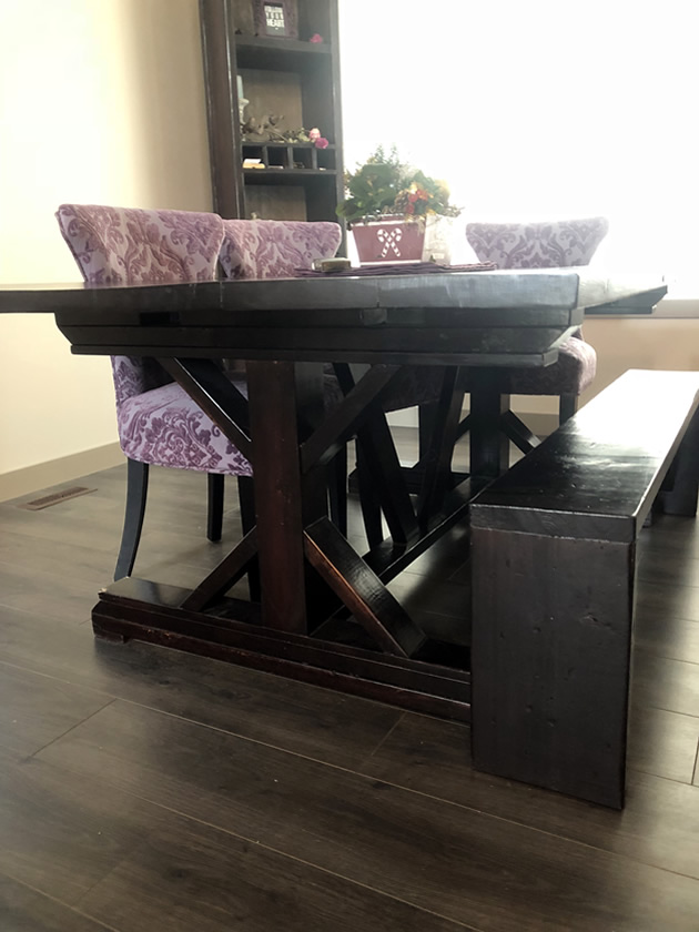 Meagan Render's table that started her woodworking. 