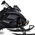 Side profile of a black snowmobile from Yamaha. 