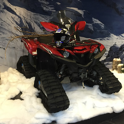 A Grizzly ATV with a Camoplast 4TS track conversion kit. 