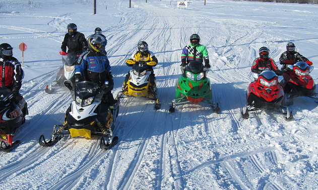 Eight riders are shown on the trail preparing for the Snowarama on February 19th, 2011 in Yorkton. 